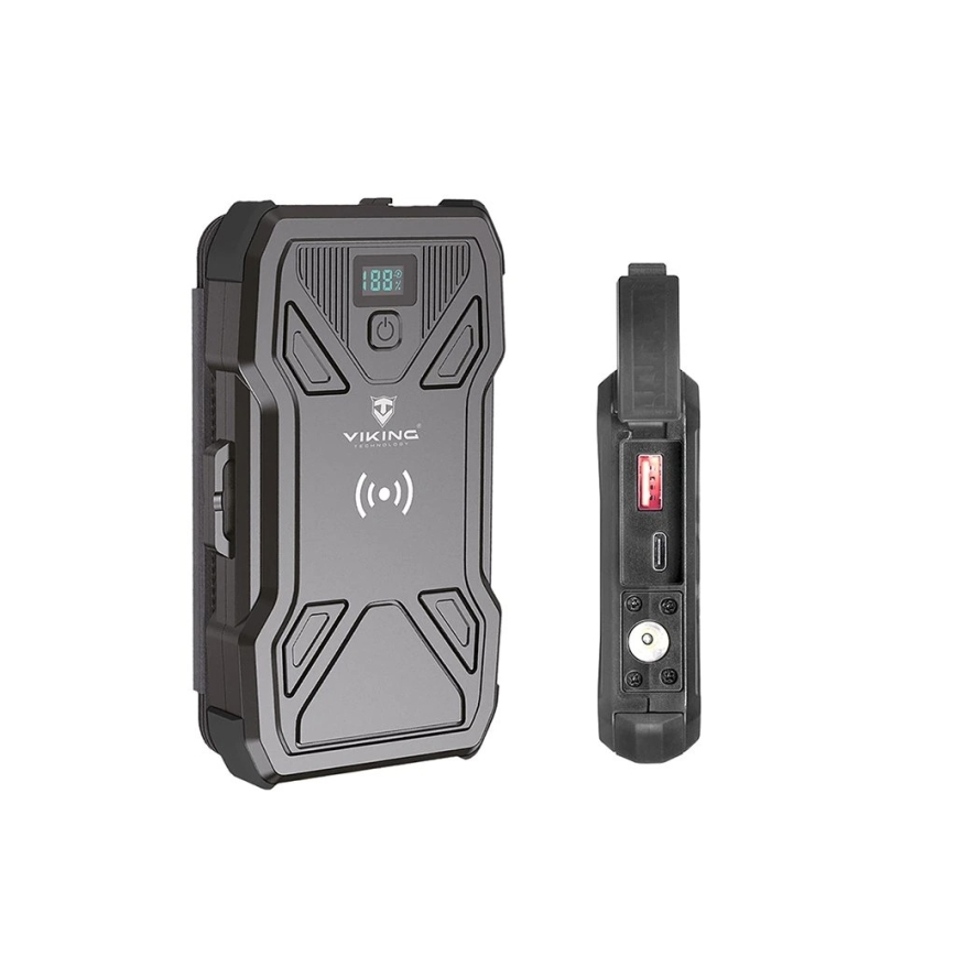 Viking - Power Bank con linterna LED integrada, carga inalámbrica y panel solar Power Delivery 22,5W/10000 mAh