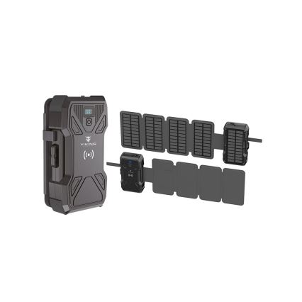 Viking - Power bank con linterna LED, carga inalámbrica y panel solar Power Delivery 22,5W/30000 mAh