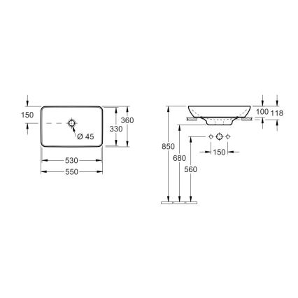 Villeroy & Boch 411355R1 - Lavabo sobre encimera VENTICELLO 55,5x36 cm cerámica/blanco