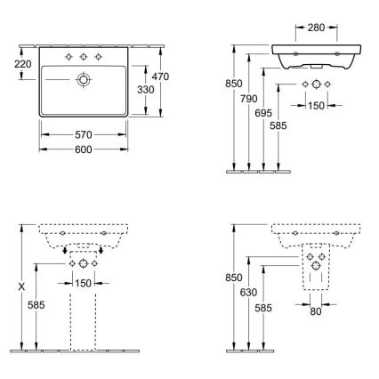 Villeroy & Boch 41586001 - Lavabo suspendido AVENTO 60x47 cm cerámica/blanco