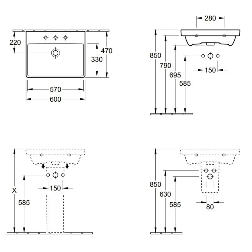 Villeroy & Boch 41586001 - Lavabo suspendido AVENTO 60x47 cm cerámica/blanco