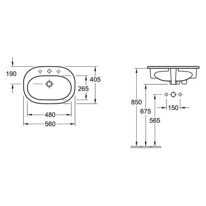 Villeroy & Boch 416156R1 - Lavabo encastrado O.NOVO 56x41 cm cerámica/blanco