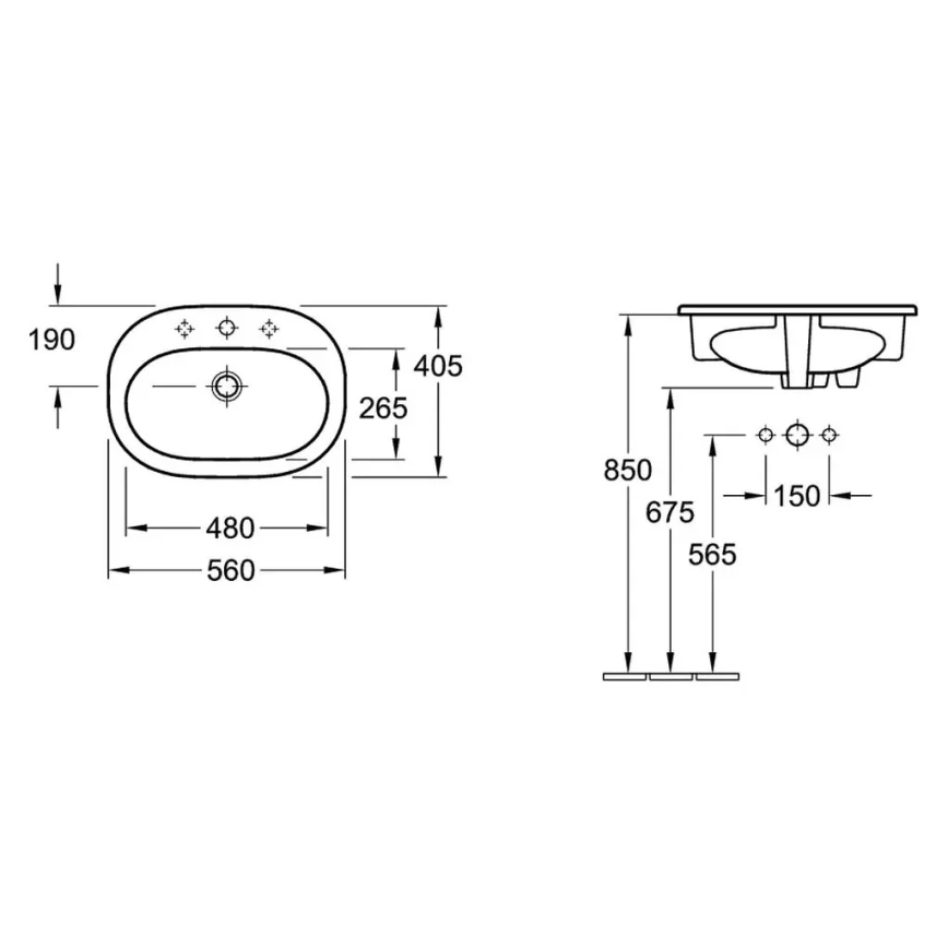 Villeroy & Boch 416156R1 - Lavabo encastrado O.NOVO 56x41 cm cerámica/blanco