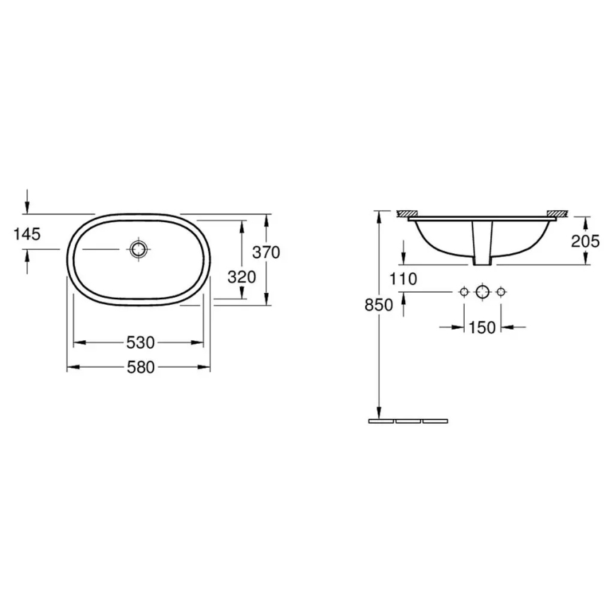 Villeroy & Boch 41625001 - Lavabo encastrado O.NOVO 53x32 cm cerámica/blanco
