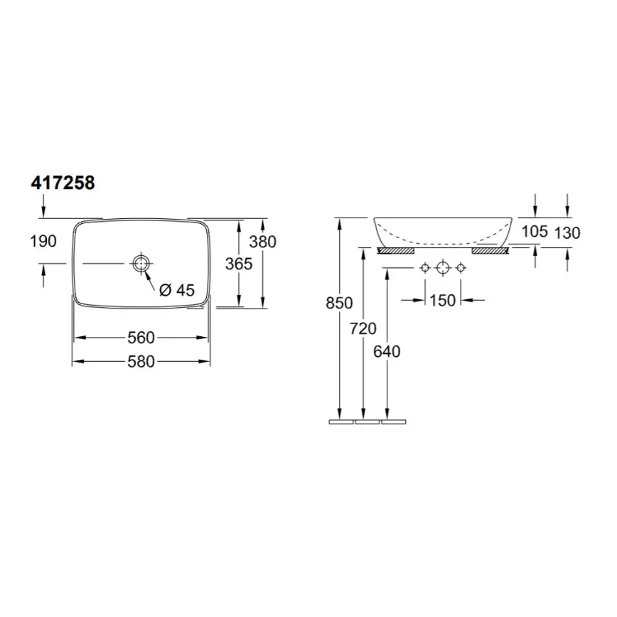 Villeroy & Boch 417258R1 - Lavabo sobre encimera ARTIS 58x38,5 cm cerámica/blanco