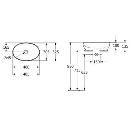 Villeroy & Boch 43884801 - Lavabo sobre encimera ARTIS 48 x 32,5 cm cerámica/blanco