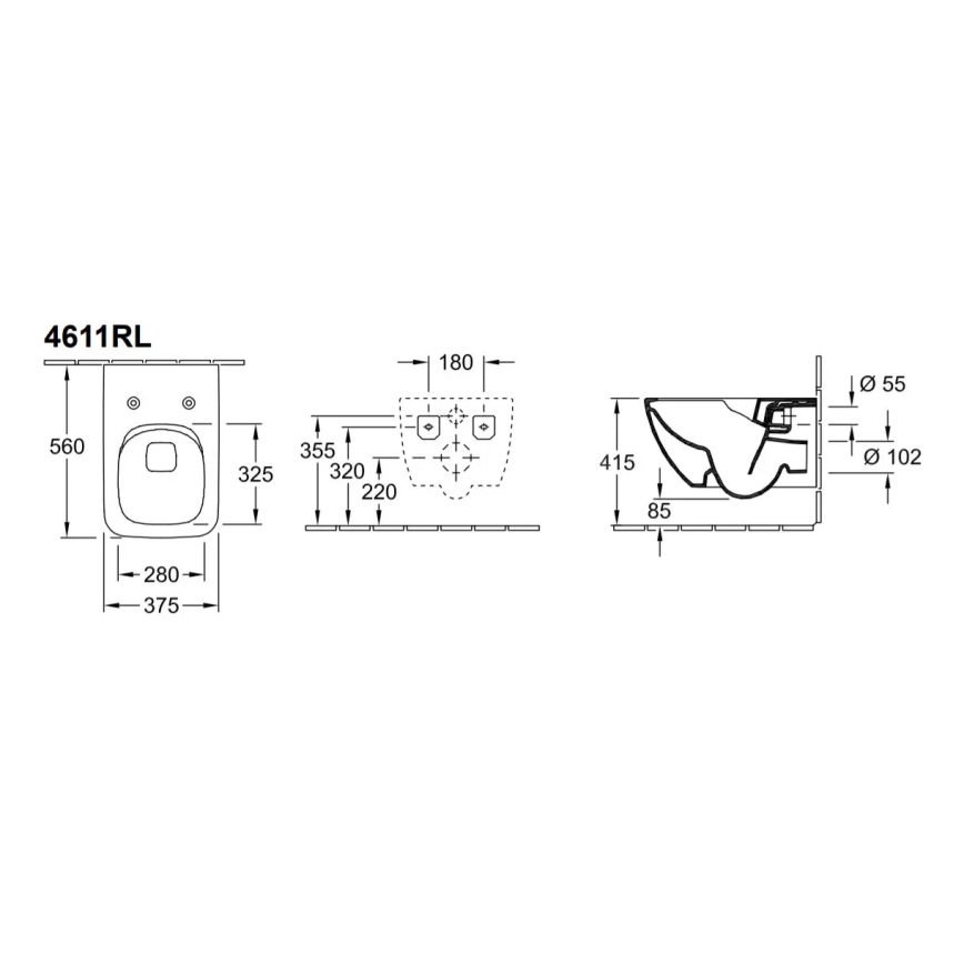 Villeroy & Boch 4611RLR1 - Inodoro suspendido con asiento de cierre suave SoftClose VENTICELLO cerámica/blanco