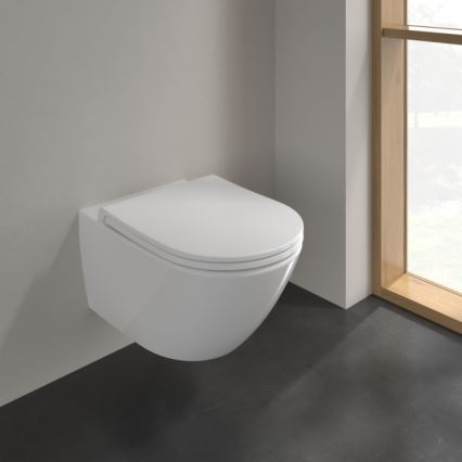 Villeroy & Boch 4670T901 - Inodoro suspendido SUBWAY 3.0 con asiento SoftClose, cerámica/blanco