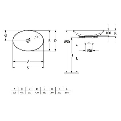 Villeroy & Boch 4A480001 - Lavabo sobre encimera LOOP&FRIENDS 62x42 cm cerámica/blanco