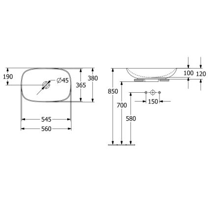 Villeroy & Boch 4A490001 - Lavabo sobre encimera LOOP&FRIENDS 56x38 cm cerámica/blanco