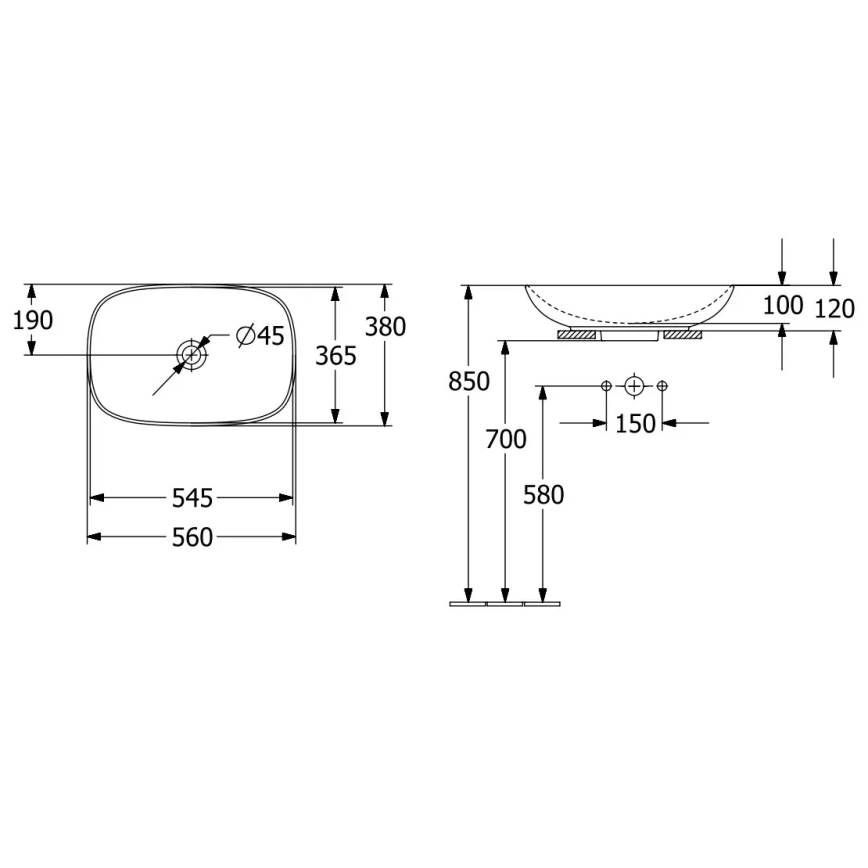 Villeroy & Boch 4A490001 - Lavabo sobre encimera LOOP&FRIENDS 56x38 cm cerámica/blanco