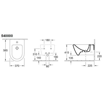 Villeroy & Boch 540000R1 - Bidé suspendido SUBWAY 2.0 37x56,5 cm, cerámica blanca