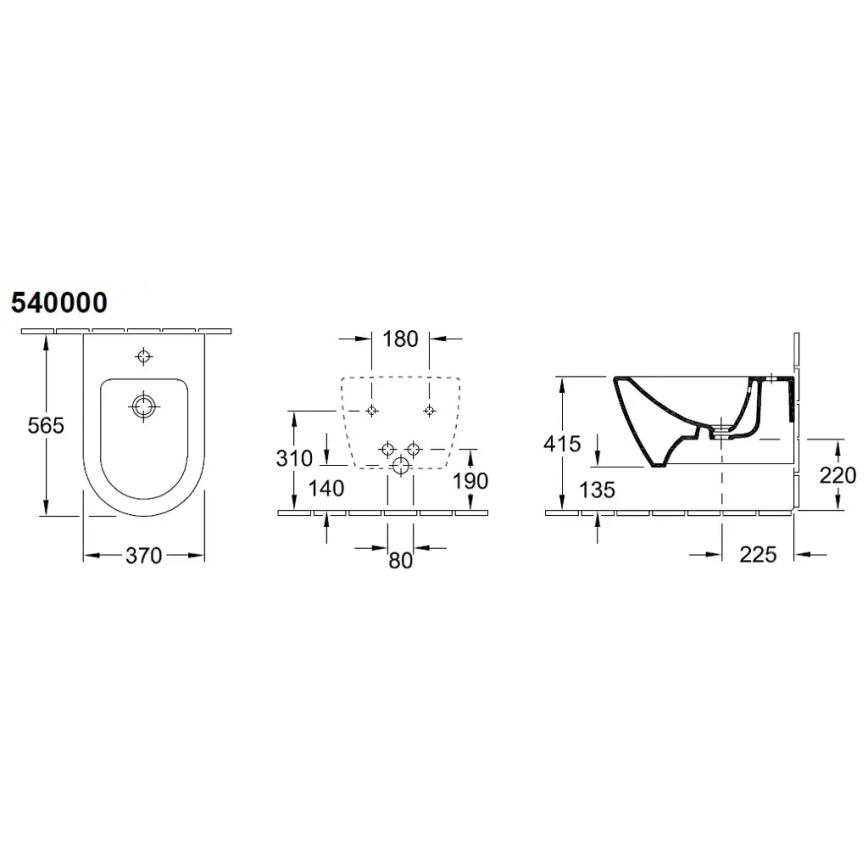 Villeroy & Boch 540000R1 - Bidé suspendido SUBWAY 2.0 37x56,5 cm, cerámica blanca