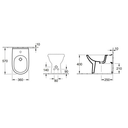 Villeroy & Boch 54610001 - Bidé de pie O.NOVO 57x36 cm cerámica/blanco