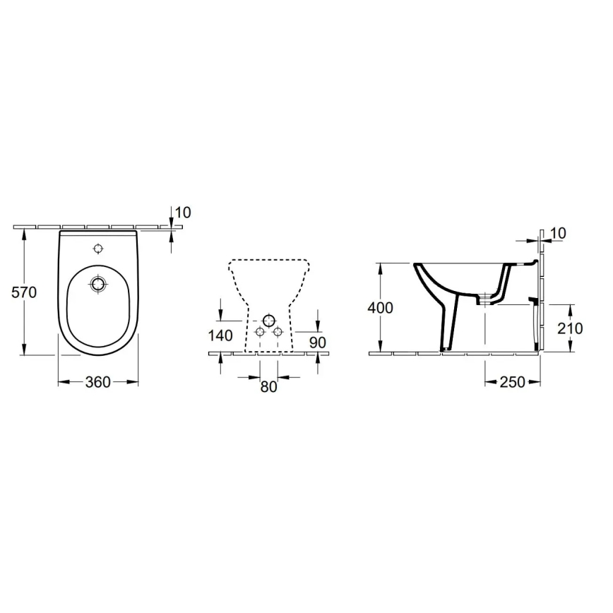 Villeroy & Boch 54610001 - Bidé de pie O.NOVO 57x36 cm cerámica/blanco