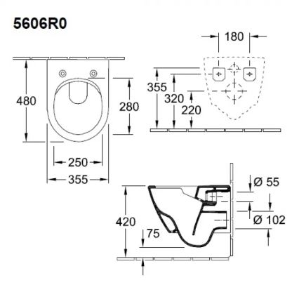 Villeroy & Boch 5606R0R1 - Inodoro suspendido SUBWAY 2.0 cerámica/blanco