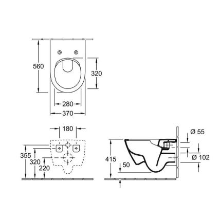 Villeroy & Boch 5614R0AM - Inodoro suspendido SUBWAY 2.0 cerámica/beige