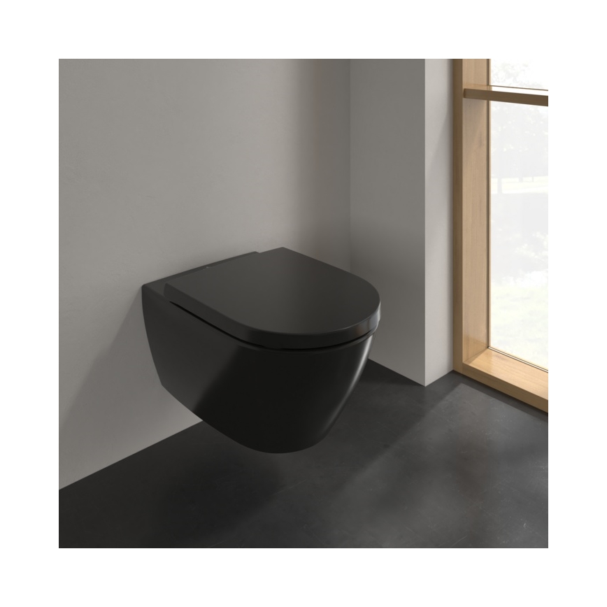 Villeroy & Boch 5614R0R7 - Inodoro suspendido SUBWAY, cerámica, color negro