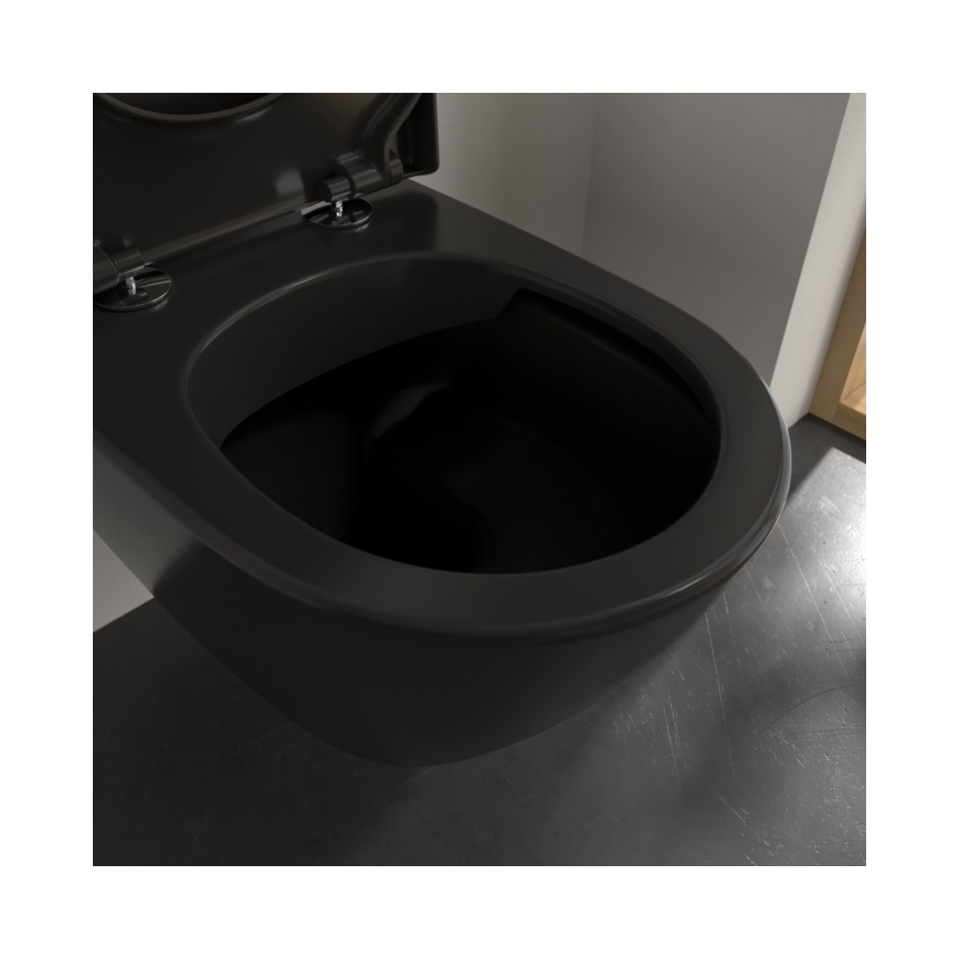 Villeroy & Boch 5614R0R7 - Inodoro suspendido SUBWAY, cerámica, color negro