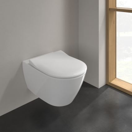 Villeroy & Boch 5614R201 - Inodoro suspendido con asiento SoftClose SUBWAY 2.0 cerámica/blanco