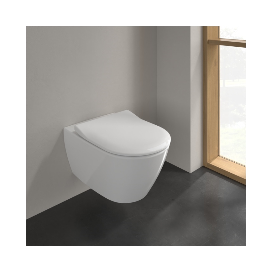Villeroy & Boch 5614R201 - Inodoro suspendido con asiento SoftClose SUBWAY 2.0 cerámica/blanco