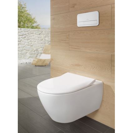 Villeroy & Boch 5614R201 - Inodoro suspendido con asiento SoftClose SUBWAY 2.0 cerámica/blanco