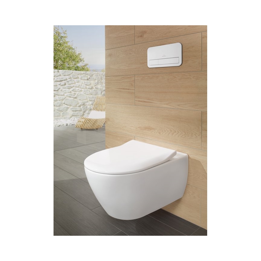 Villeroy & Boch 5614R201 - Inodoro suspendido con asiento SoftClose SUBWAY 2.0 cerámica/blanco