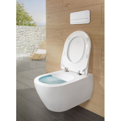 Villeroy & Boch 5614R2R1 - Inodoro suspendido con asiento SoftClose SUBWAY 2.0 cerámica/blanco
