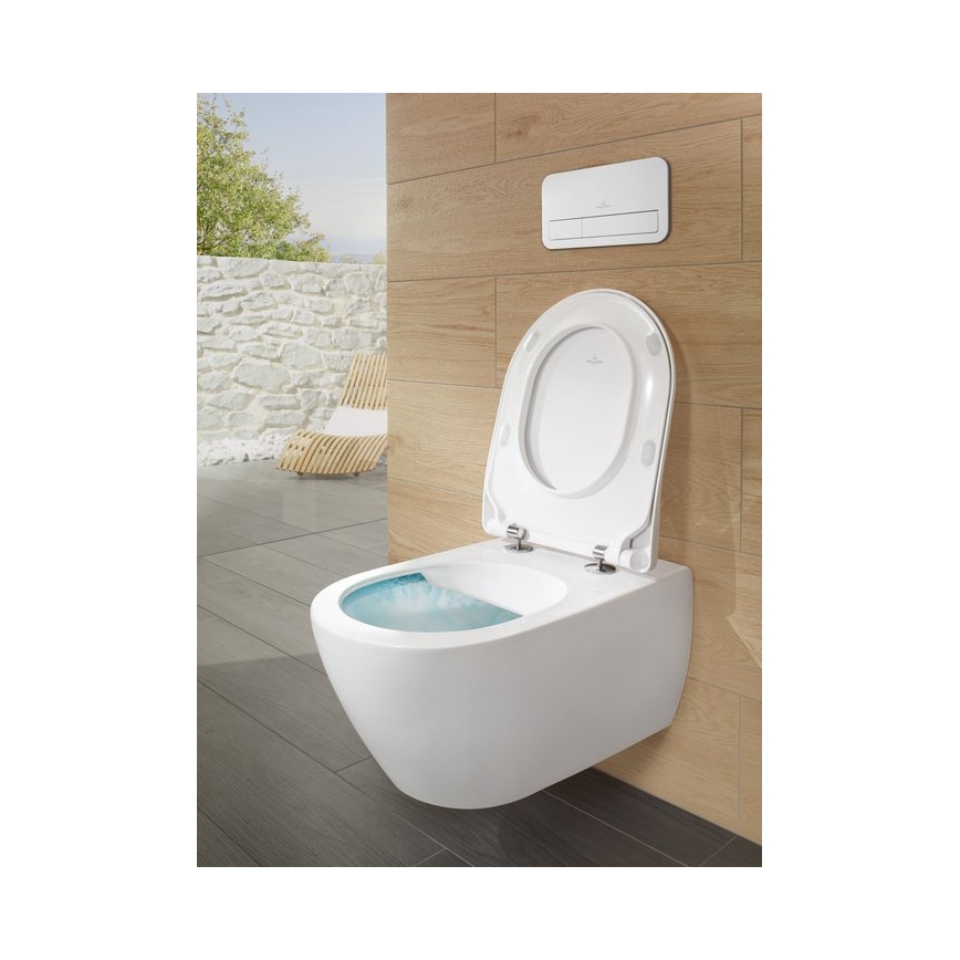 Villeroy & Boch 5614R2R1 - Inodoro suspendido con asiento SoftClose SUBWAY 2.0 cerámica/blanco