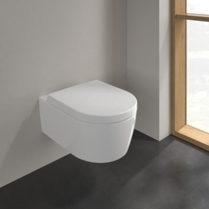 Villeroy & Boch 5656HRR1 - Inodoro suspendido con asiento SoftClose AVENTO cerámica/blanco