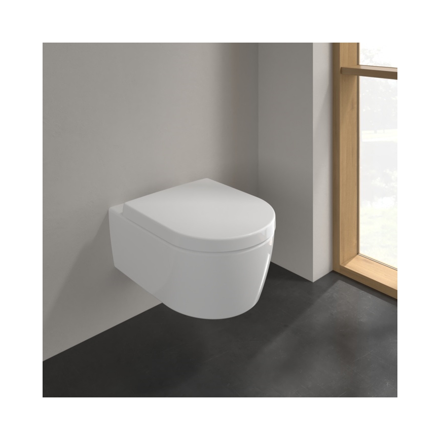 Villeroy & Boch 5656HRR1 - Inodoro suspendido con asiento SoftClose AVENTO cerámica/blanco