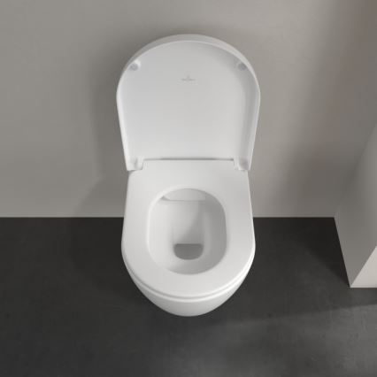 Villeroy & Boch 5656HRRW - Inodoro suspendido con asiento con cierre suave SoftClose AVENTO cerámica/blanco