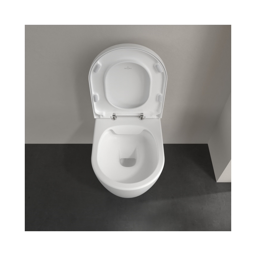 Villeroy & Boch 5656HRRW - Inodoro suspendido con asiento con cierre suave SoftClose AVENTO cerámica/blanco