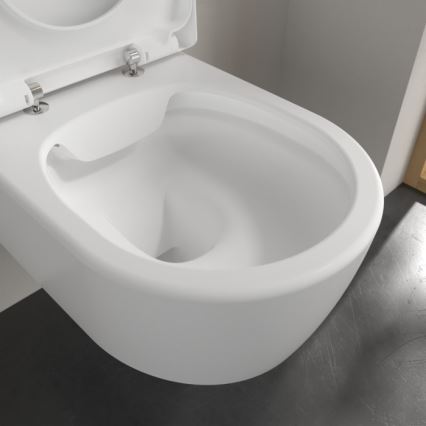 Villeroy & Boch 5656HRRW - Inodoro suspendido con asiento con cierre suave SoftClose AVENTO cerámica/blanco