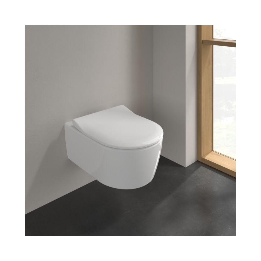 Villeroy & Boch 5656RSR1 - Inodoro suspendido AVENTO con asiento SoftClose, cerámica blanca