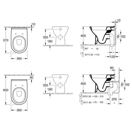 Villeroy & Boch 56571001 - Inodoro de suelo O.NOVO cerámica/blanco