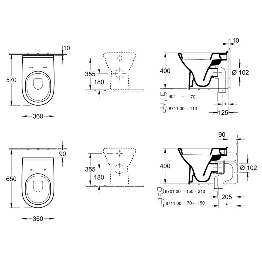Villeroy & Boch 56571001 - Inodoro de suelo O.NOVO cerámica/blanco