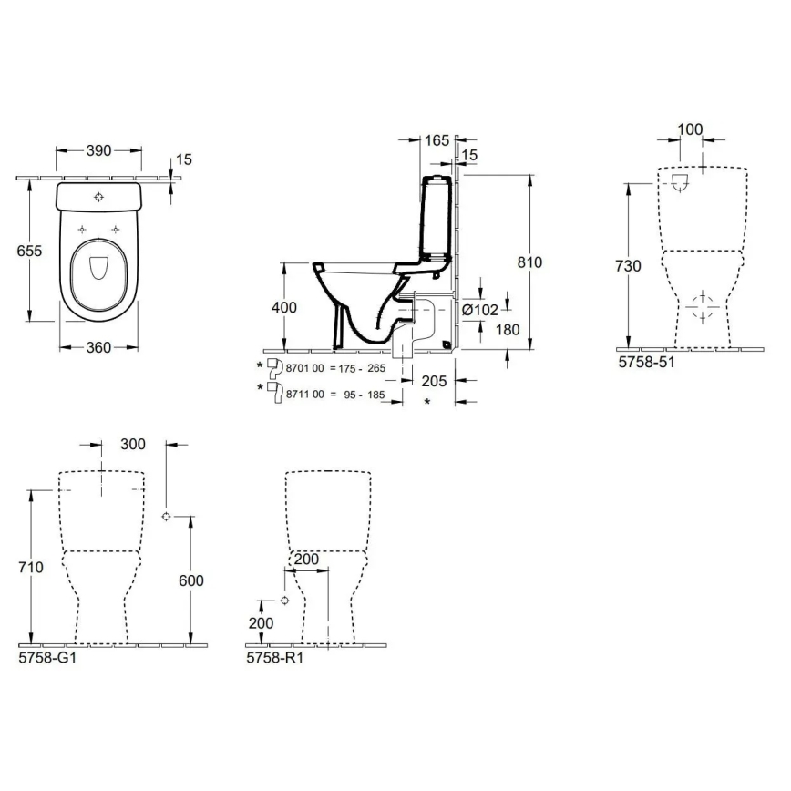 Villeroy & Boch 56581001 - Inodoro combinado O.NOVO cerámica/blanca