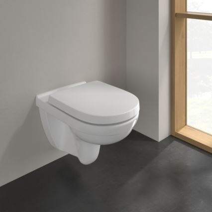 Villeroy & Boch 5660HR01 - Inodoro mural O.NOVO con asiento de cierre amortiguado (SoftClose), cerámica/blanco