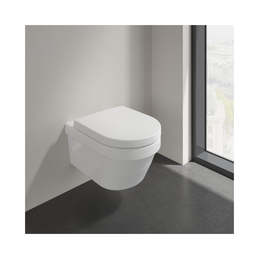 Villeroy & Boch 5684HRR1 - Inodoro suspendido ARCHITECTURA con asiento SoftClose, cerámica/blanco