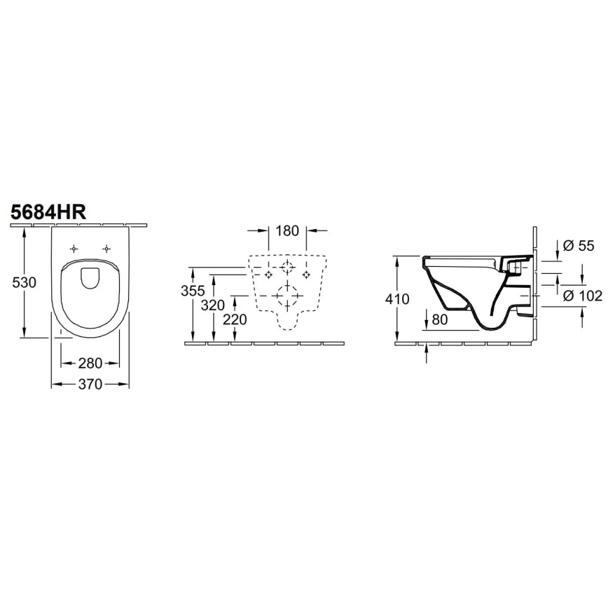 Villeroy & Boch 5684HRR1 - Inodoro suspendido ARCHITECTURA con asiento SoftClose, cerámica/blanco