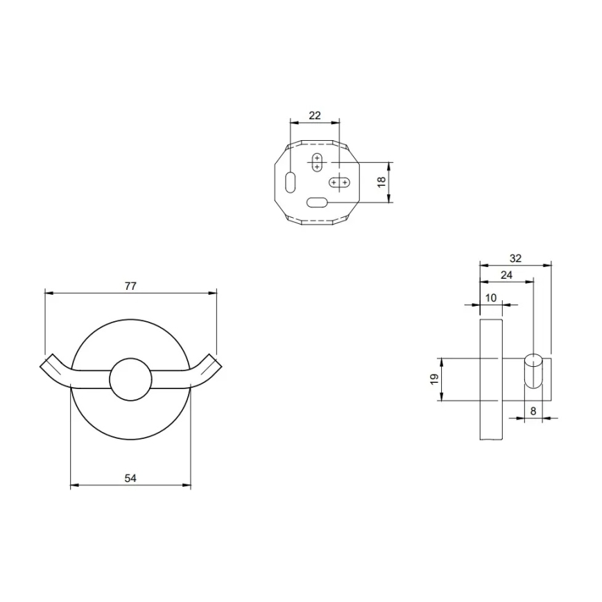 Villeroy & Boch TVA15101200061 - Gancho de pared ELEMENTS, acabado cromado brillante