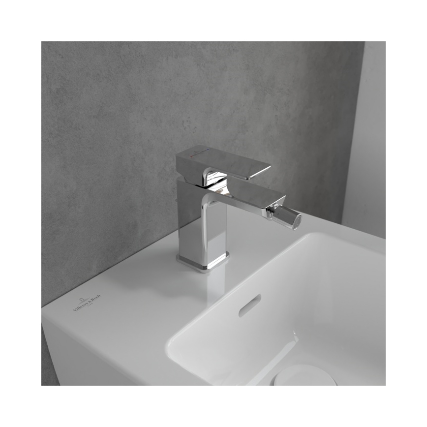 Villeroy & Boch TVB11200100061 - Grifo para bidé + válvula de desagüe SUBWAY 3.0 cromo brillante