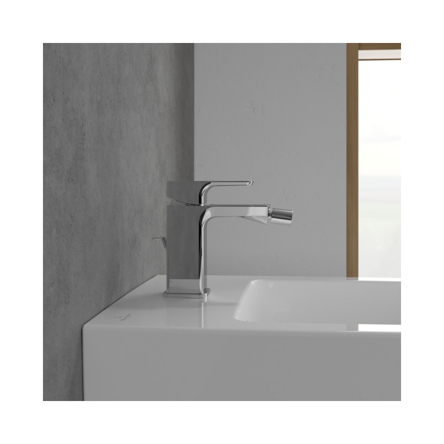 Villeroy & Boch TVB11200100061 - Grifo para bidé + válvula de desagüe SUBWAY 3.0 cromo brillante