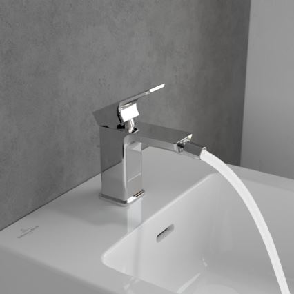 Villeroy & Boch TVB11200100061 - Grifo para bidé + válvula de desagüe SUBWAY 3.0 cromo brillante