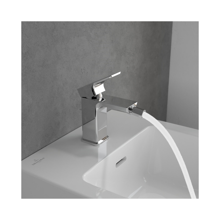 Villeroy & Boch TVB11200100061 - Grifo para bidé + válvula de desagüe SUBWAY 3.0 cromo brillante