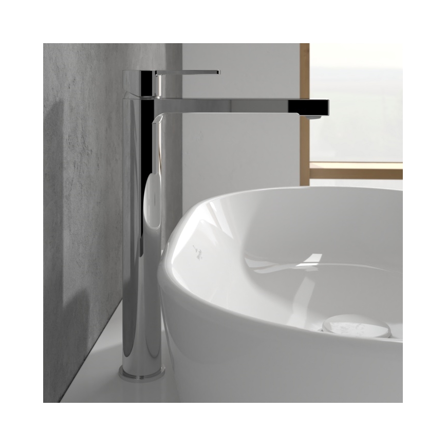 Villeroy & Boch TVW10300500061 - Grifo de lavabo ARCHITECTURA con válvula de desagüe, 32,9 cm, cromado brillante