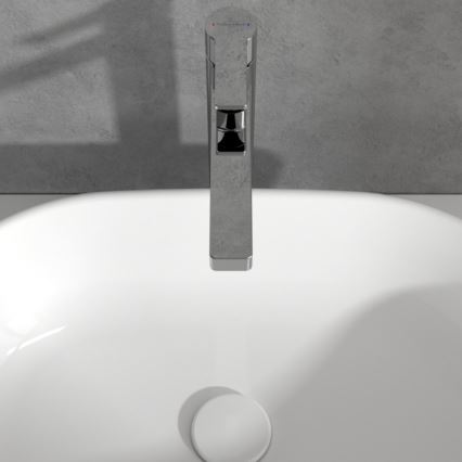 Villeroy & Boch TVW10300500061 - Grifo de lavabo ARCHITECTURA con válvula de desagüe, 32,9 cm, cromado brillante