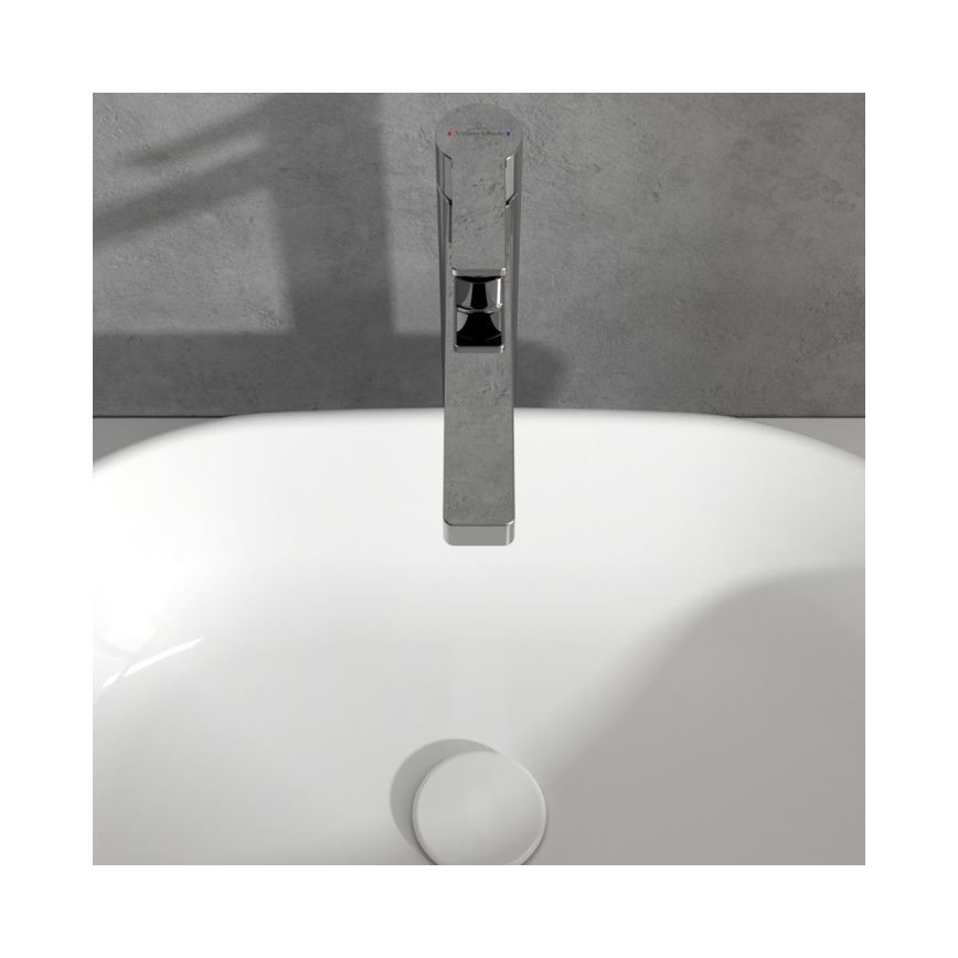 Villeroy & Boch TVW10300500061 - Grifo de lavabo ARCHITECTURA con válvula de desagüe, 32,9 cm, cromado brillante
