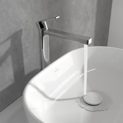 Villeroy & Boch TVW10300500061 - Grifo de lavabo ARCHITECTURA con válvula de desagüe, 32,9 cm, cromado brillante